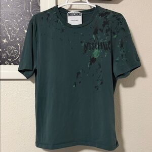 Moschino Dark Green Splatter Men's Tee